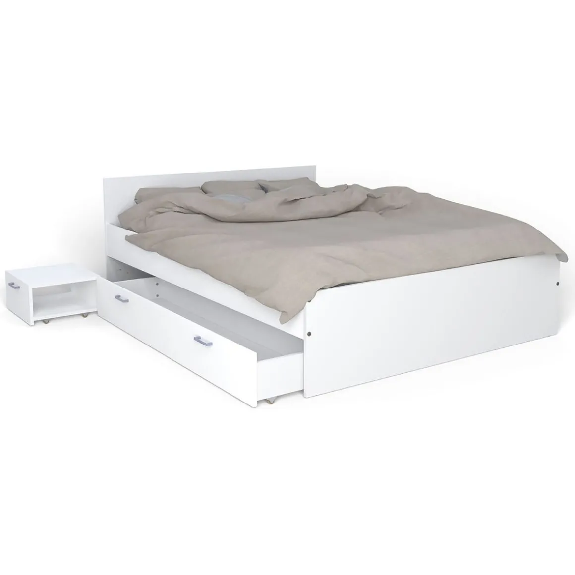 Lit double avec rangements 140X190 cm 1 chevet 1 tiroir BLAST