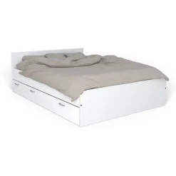Lit double avec rangements 140X190 cm 1 chevet 1 tiroir BLAST