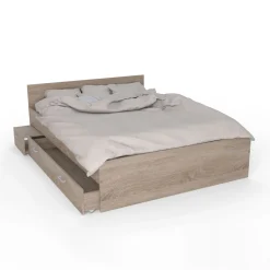 Lit double avec rangements 140X190 cm 1 chevet 1 tiroir BLAST