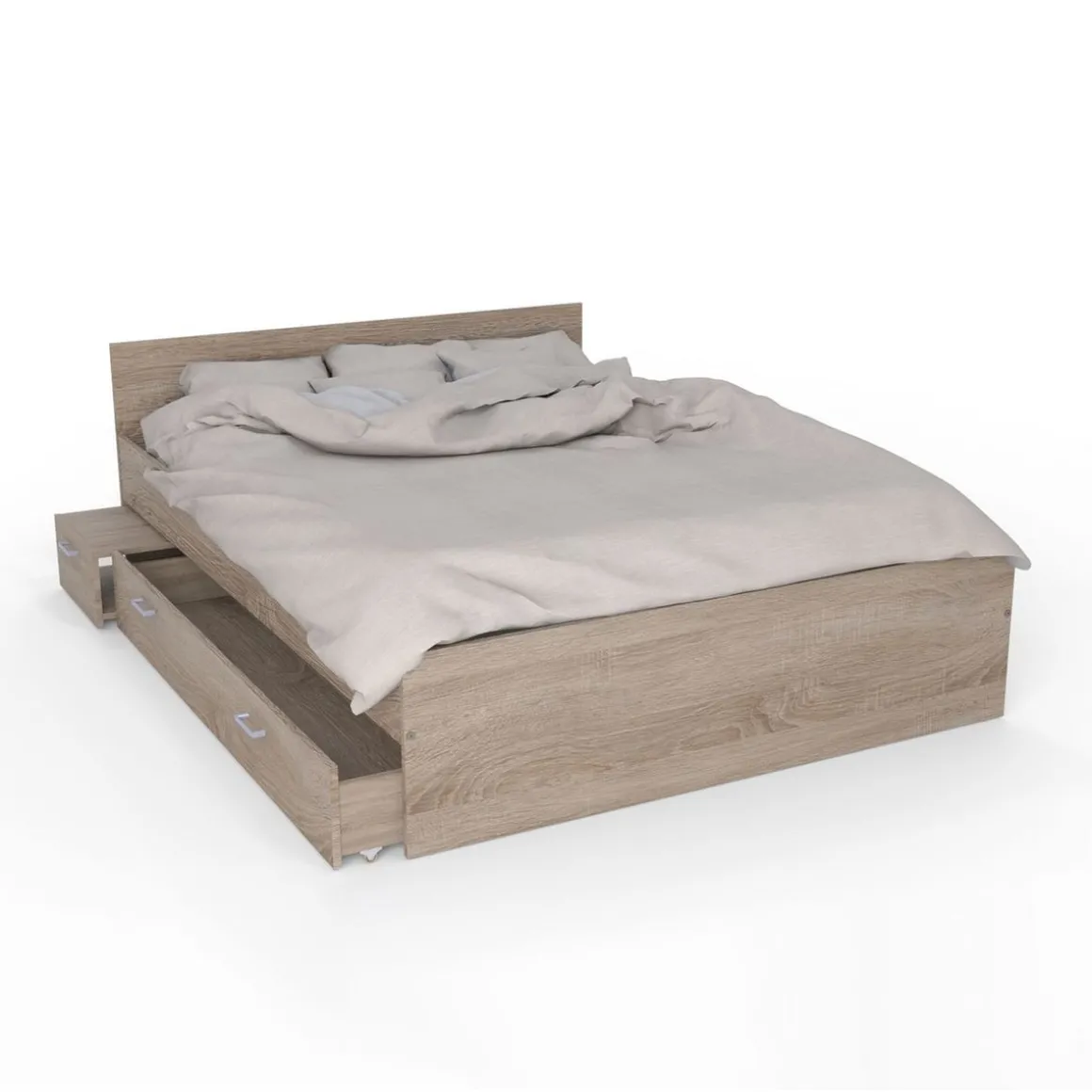 Lit double avec rangements 140X190 cm 1 chevet 1 tiroir BLAST