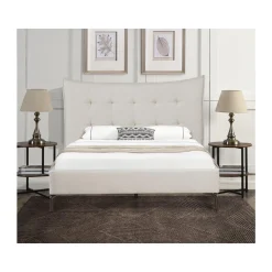 Lit double en tissu capitonné Aspen 160 x 200 cm - Beige