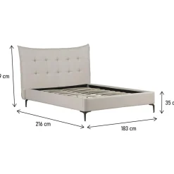 Lit double en tissu capitonné Aspen 160 x 200 cm - Beige