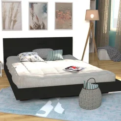 Lit double 140x190 cm avec tête de lit et sommier LAGOS