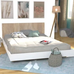Lit double 140x190 cm avec tête de lit et sommier LAGOS
