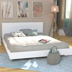 Lit double 140x190 cm avec tête de lit et sommier LAGOS