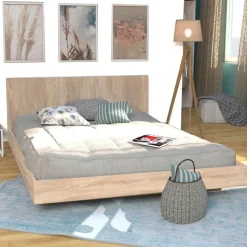 Lit double 140x190 cm avec tête de lit et sommier LAGOS