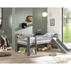 Lit enfant mi-hauteur 90 x 200 cm avec toboggan WEPPES