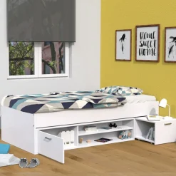 Lit enfant TEDY pour couchage 90x190cm avec chevet et rangements