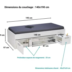 Lit enfant TEDY pour couchage 90x190cm avec chevet et rangements