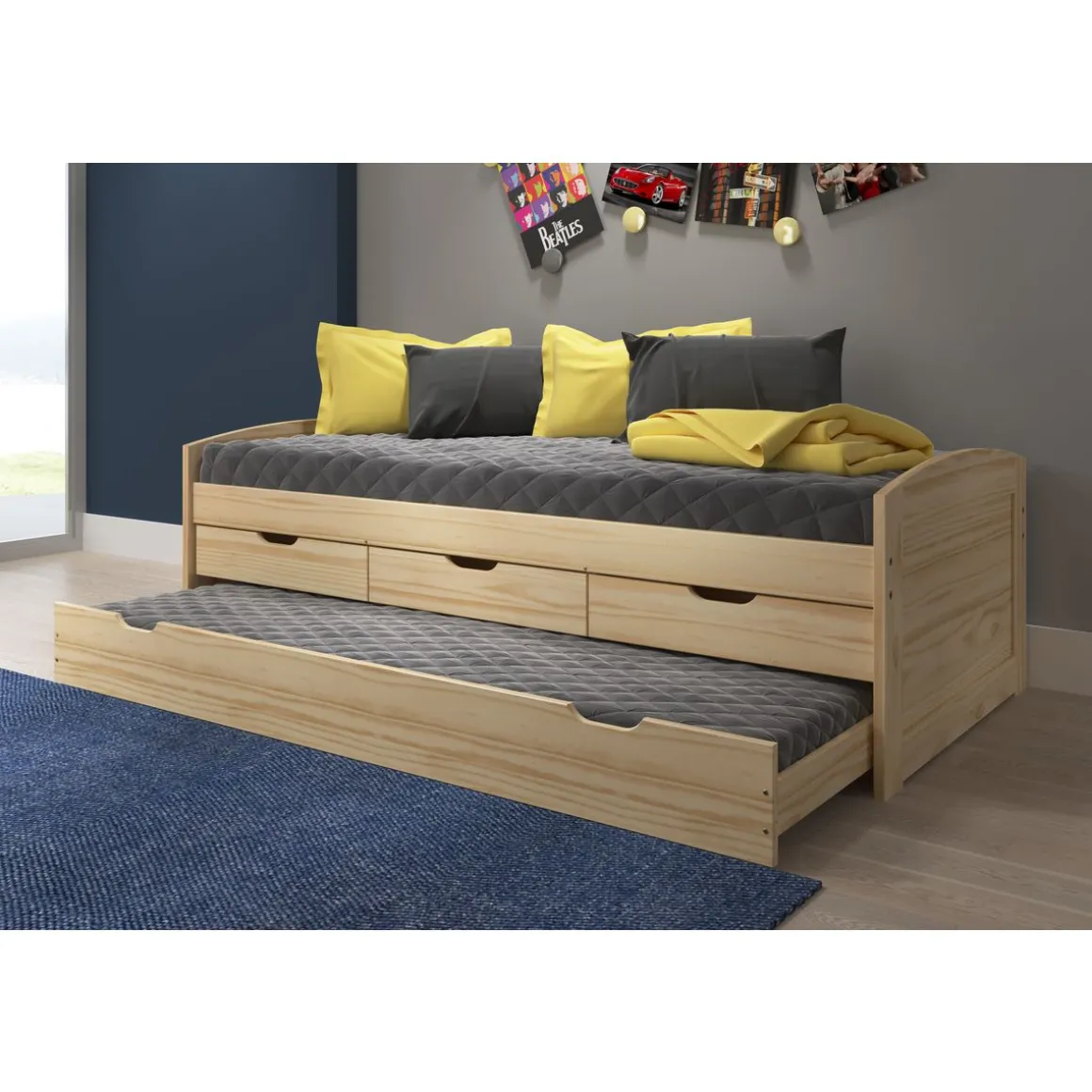 Lit gigogne 2 couchages 90x200 cm + 3 tiroirs ULLI