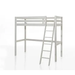 Lit haut avec fauteuil et bibliothèque blanc