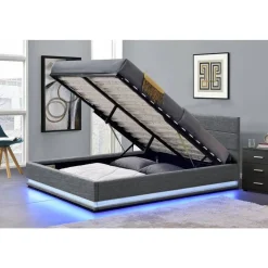 Lit LED avec coffre Anastasia - 180 x 200 - Gris foncé