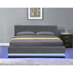 Lit LED avec coffre Anastasia - 180 x 200 - Gris foncé
