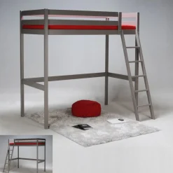 Lit Mezzanine 90 x 190 cm bois massif + sommier CITY