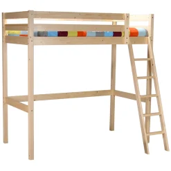 Lit Mezzanine 90 x 190 cm bois massif + sommier CITY