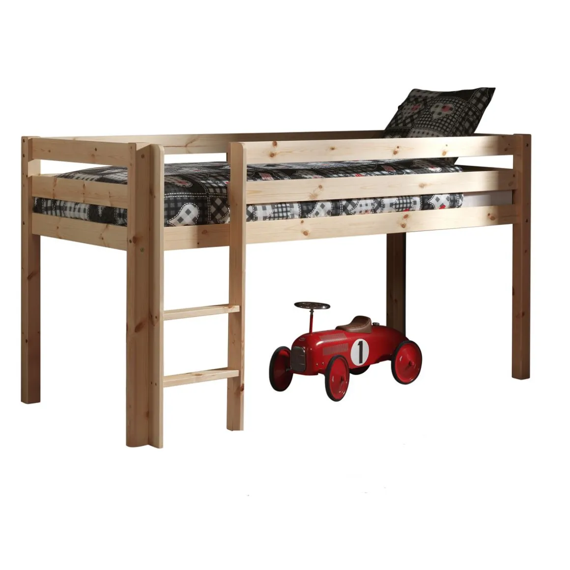 Lit mi-hauteur en pin massif WOODY, 3 finitions