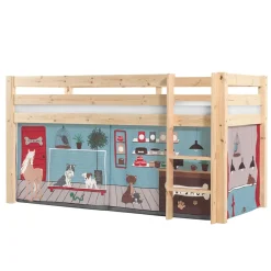 Lit Mi-Hauteur 90x200 sommier inclus housse Pet Shop Pino - Bois