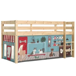 Lit Mi-Hauteur 90x200 sommier inclus housse Pet Shop Pino - Bois