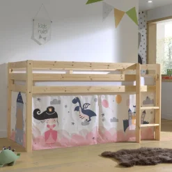 Lit Mi-Hauteur 90x200 sommier inclus housse Fairy Pino - Bois