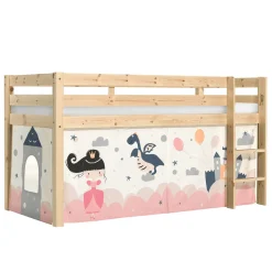 Lit Mi-Hauteur 90x200 sommier inclus housse Fairy Pino - Bois