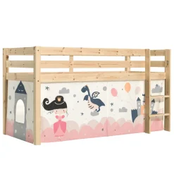 Lit Mi-Hauteur 90x200 sommier inclus housse Fairy Pino - Bois