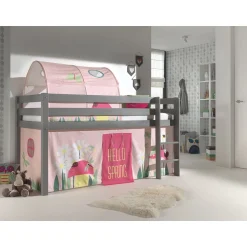 Lit Mi-Hauteur 90x200 Sommier Inclus et Housse Spring Pino - Gris