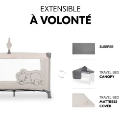Lit parapluie Dream N Play + Matelas pour lit parapluie Sleeper Winnie l'ourson Beige