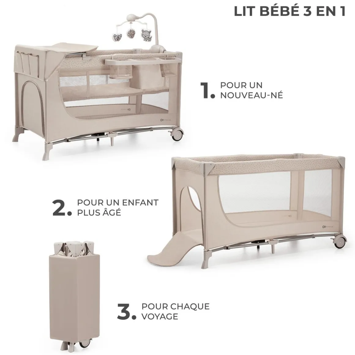 Lit parapluie 3en1 JOY 2 avec accessoires