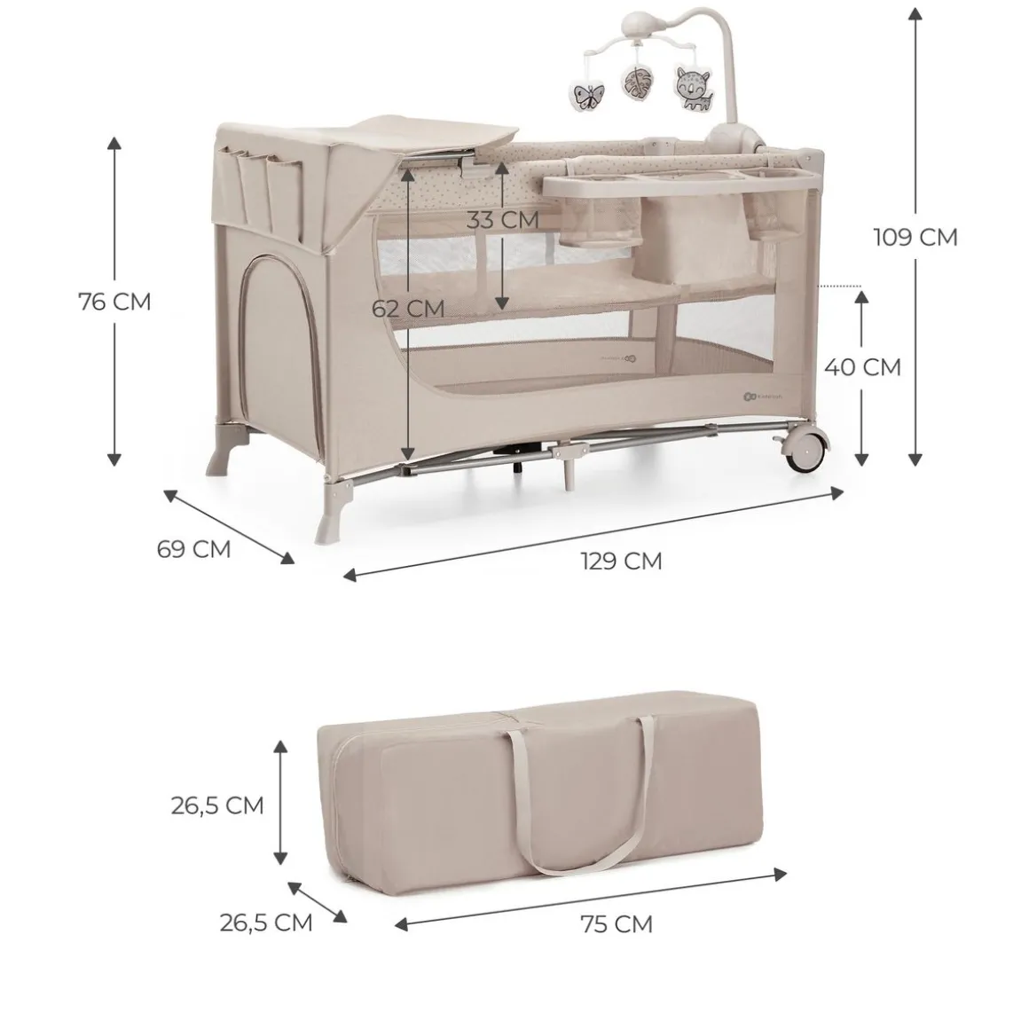 Lit parapluie 3en1 JOY 2 avec accessoires