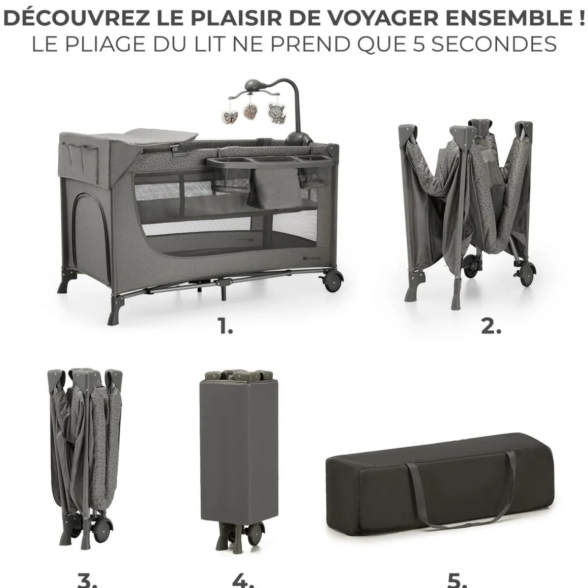 Lit parapluie 3en1 JOY 2 avec accessoires