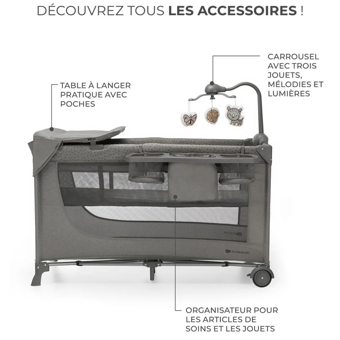 Lit parapluie 3en1 JOY 2 avec accessoires