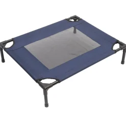 Lit pour chien chat lit de camp grand confort sur pieds tissu oxford textilène micro-perforé 76L x 61l x 18H cm bleu marine noir