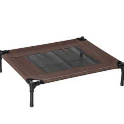 Lit pour chien chat sur pieds tissu oxford textilène micro-perforé 76L x 61l x 18H cm marron noir