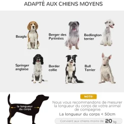 Lit pour chien chat sur pieds tissu oxford textilène micro-perforé 76L x 61l x 18H cm marron noir