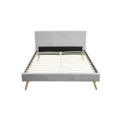 Lit scandinave tissu avec tête de lit et sommier 160x200 cm PORTIMAO
