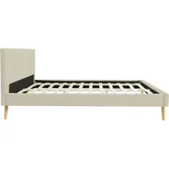 Lit scandinave tissu avec tête de lit et sommier 160x200 cm PORTIMAO