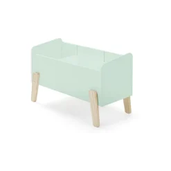 Lit simple menthe + sommier + chevet + Etagères 45cm/65cm + coffre jouets + barrière lit