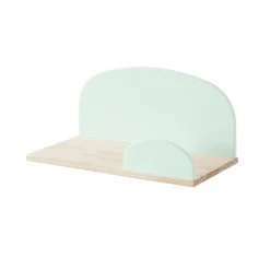 Lit simple menthe + sommier + chevet + Etagères 45cm/65cm + coffre jouets + barrière lit