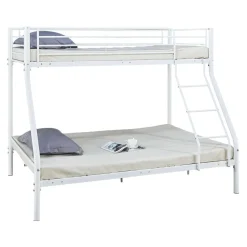 Lit superposé en métal Leo Sommiers inclus - 90/140 x 190 cm - Blanc