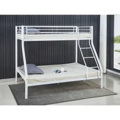 Lit superposé en métal Leo Sommiers inclus - 90/140 x 190 cm - Blanc