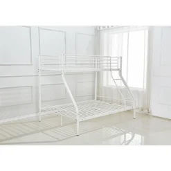 Lit superposé en métal Leo Sommiers inclus - 90/140 x 190 cm - Blanc