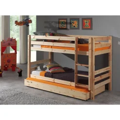 Lit superposé en pin massif + tiroir lit WOODY