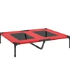Lit sur pieds pour chien chat lit de camp animal lit surélevé Oxford textilène micro-perforé dim. 92L x 76l x 18H cm rouge