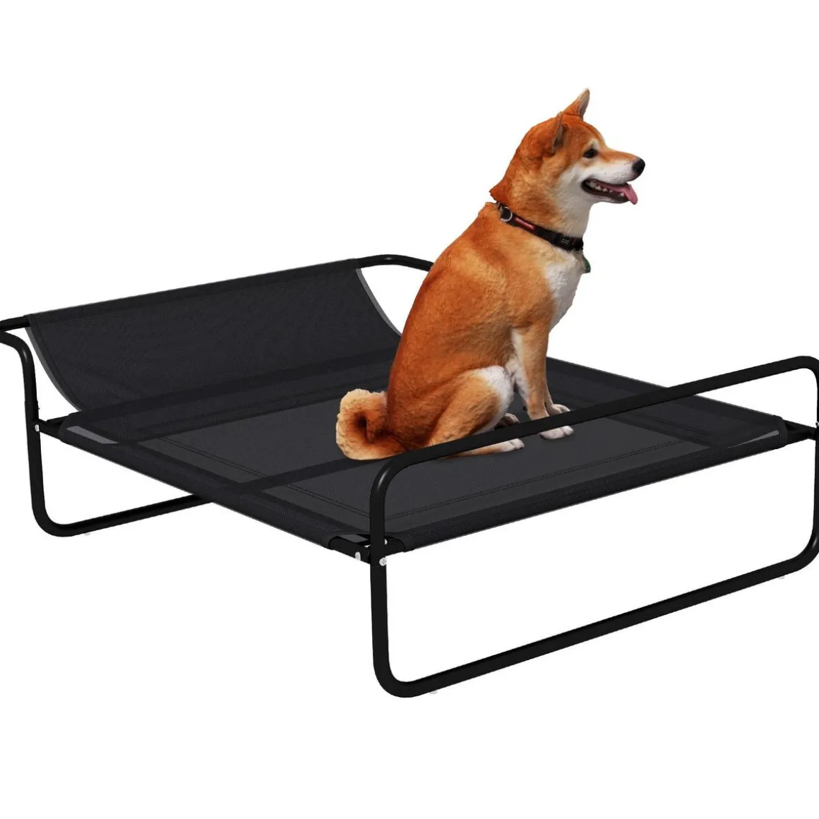 Lit surélevé pour chien appui-tête textilène micro-perforé noir