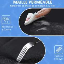 Lit surélevé pour chien appui-tête textilène micro-perforé noir