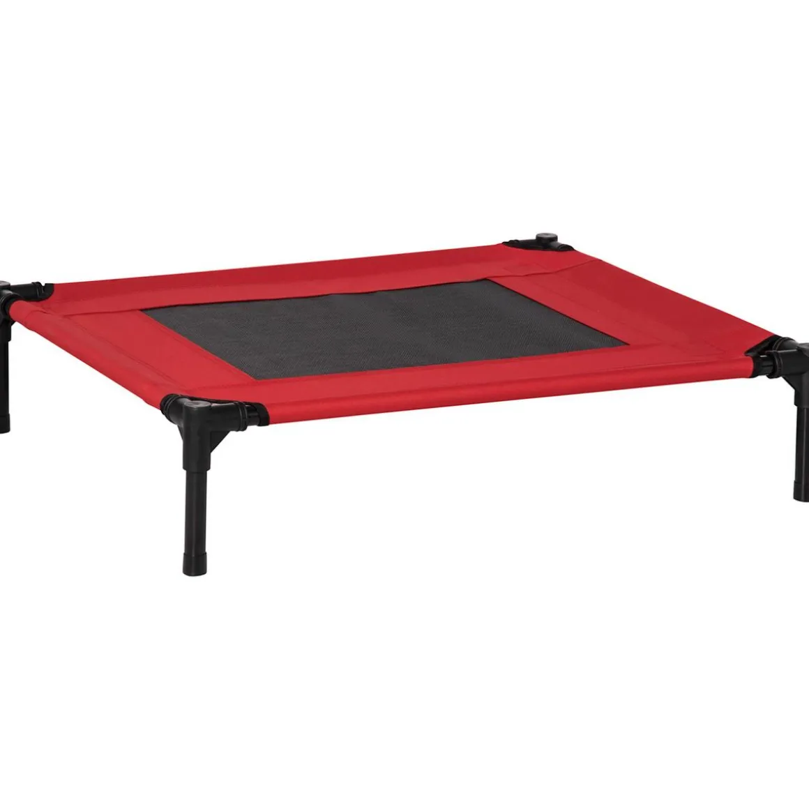 Lit surélevé pour chien chat dim. 76L x 61l x 18H cm avec sac métal époxy tissu oxford textilène micro-perforé rouge noir
