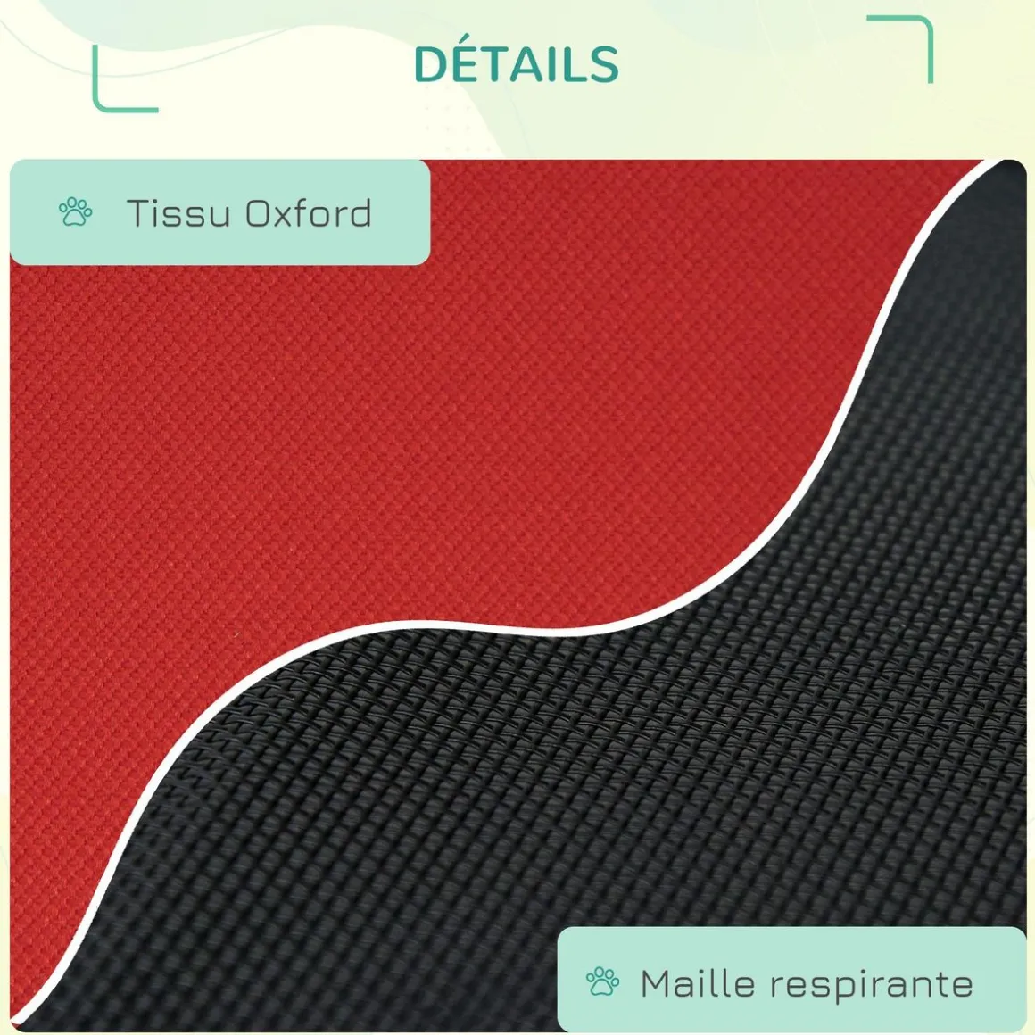 Lit surélevé pour chien chat dim. 76L x 61l x 18H cm avec sac métal époxy tissu oxford textilène micro-perforé rouge noir