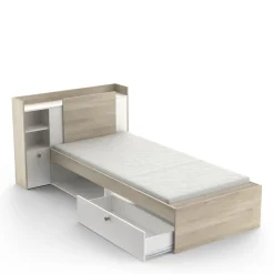 Lit 90x190/200 cm avec rangements 1 tiroir 1 niche LOREDANA