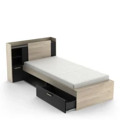 Lit 90x190/200 cm avec rangements 1 tiroir 1 niche LOREDANA