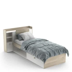 Lit 90x190/200 cm avec rangements 1 tiroir 1 niche LOREDANA